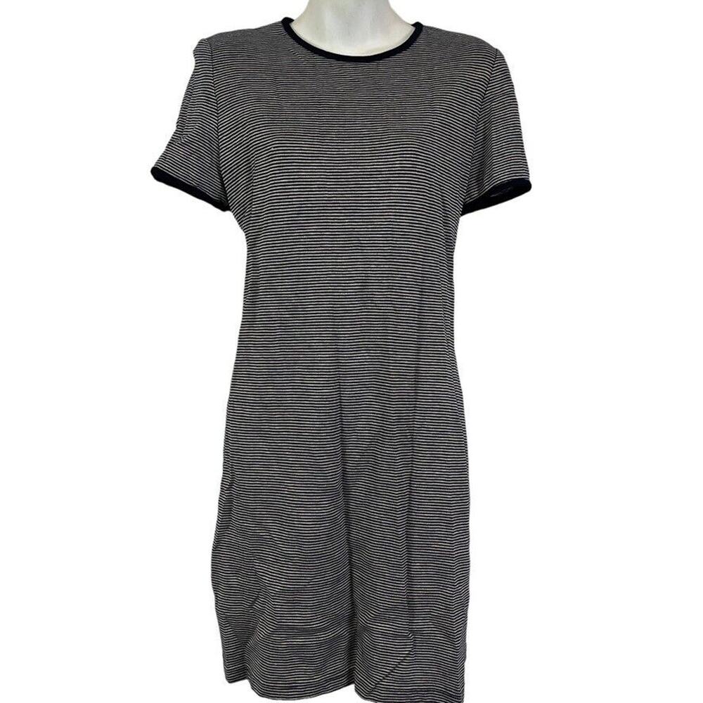 Donna Ricco New York Petite Vintage Navy Blue Striped Short sleeve USA Dress 10P